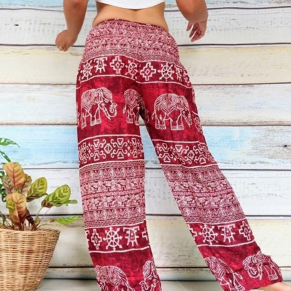 Red and white elephant harem pants - Picture 3 of 4